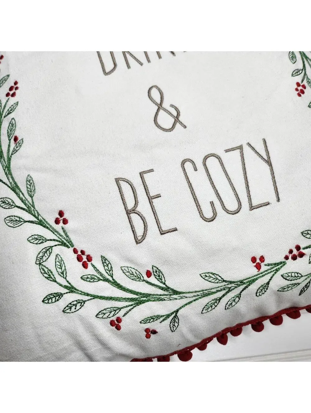 Cynthia Rowley 20x20 Eat Drink & Be Cozy Christmas Pillow Feather Fill